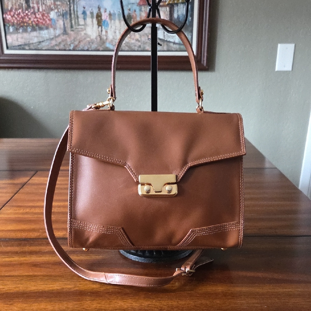 Ganson Vintage Leather Satchel Top Handle Shoulder Bag